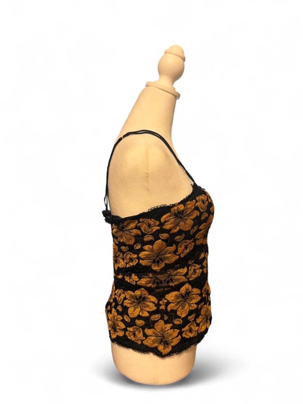 Cosabella Black Cami with Gold Floral Lace - Picture 2 of 6